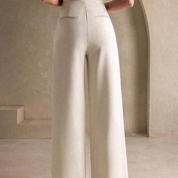 Apricot Elegant Women's High Waist Asymmetrical Pants - Picture 5 of 5